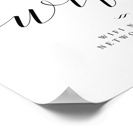 Wifi Password Calligraphy Script Weddenschap Sign Poster (Hoek)
