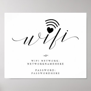 Wifi Password Calligraphy Script Weddenschap Sign Poster