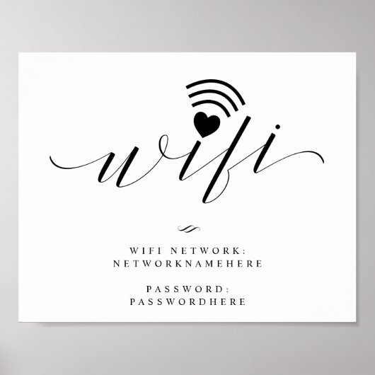 Wifi Password Calligraphy Script Weddenschap Sign Poster (Voorkant)