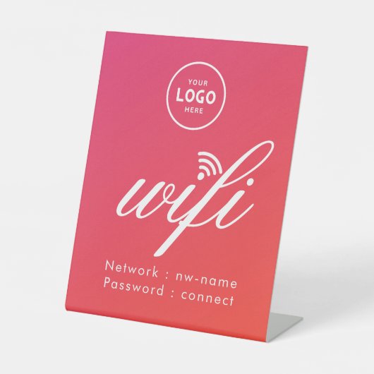 WiFi Password Code Business Logo Blue  Reclamebord Met Voetstuk (Voorkant)