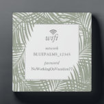 Wifi Password Guest Room Sign in Beach House Green Fotoplaat<br><div class="desc">Een microfoon gedempt groen en grijs strandthema gastwifi wachtwoord dat er geweldig uitziet in een strandthemahuis of kusthuuropbrengst met een modern palmbladpatroon. De doopvonten en de tekstkleur kunnen worden veranderd door "verder"te klikken om uw het huisdecor van de strandhuur aan te passen.</div>