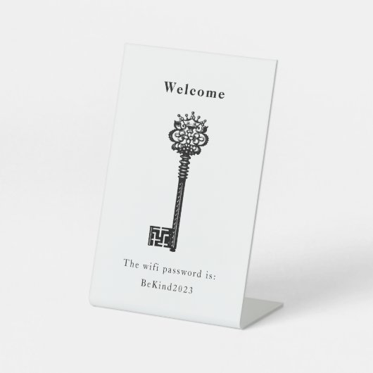 Wifi Password  Key Pedestal Sign Reclamebord Met Voetstuk (Voorkant)