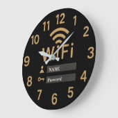Wifi password modern home network personalized grote klok (Hoek)