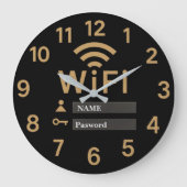 Wifi password  modern home network personalized grote klok (Voorkant)