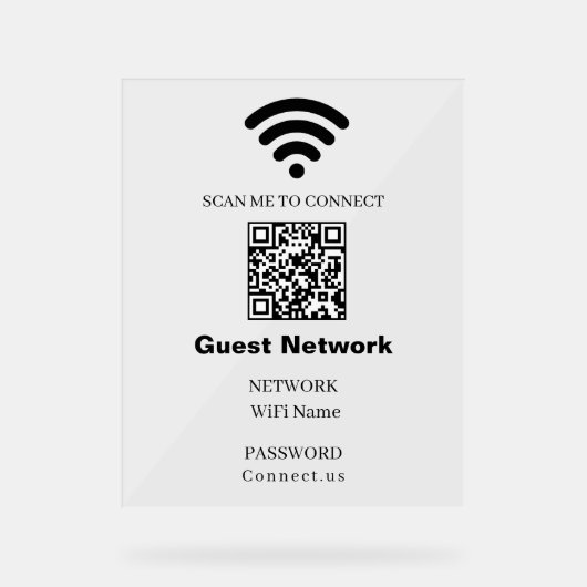 WiFi Password QR Acrylic Sign Acryl Bord (Voorkant)
