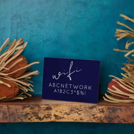 Wifi Password Sign Navy Blue Fotoplaat (Zijkant)