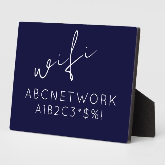 Wifi Password Sign Navy Blue Fotoplaat (Zijkant)