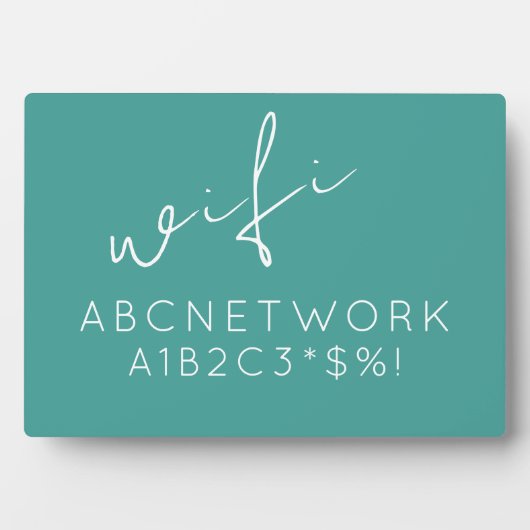 Wifi Password Sign Turquoise Fotoplaat (voorkant)