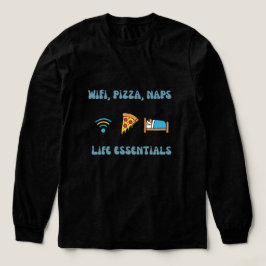 WiFi, Pizza, Naps Life Essentials | Lange mouw Tri-Blend Shirt