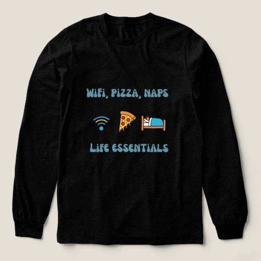 WiFi, Pizza, Naps Life Essentials | Lange mouw Tri-Blend Shirt (Voorkant)
