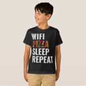Wifi pizza slaap herhalen t-shirt (Voorkant volledig)