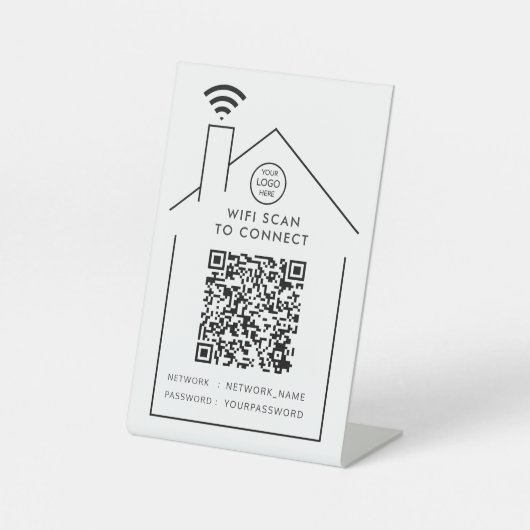 Wifi QR Code Business Logo Scan om Pedesta te verb Reclamebord Met Voetstuk (Voorkant)
