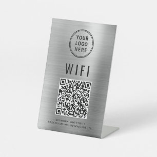 WiFi QR Code Business Logo Scan om Silver te verbi Reclamebord Met Voetstuk