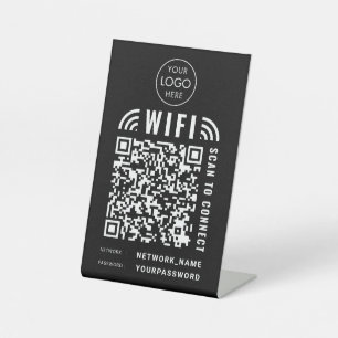 Wifi QR Code Business Logo Scan om zwart aan te sl Reclamebord Met Voetstuk