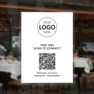 WIFI QR-code en bedrijfslogo raamsticker