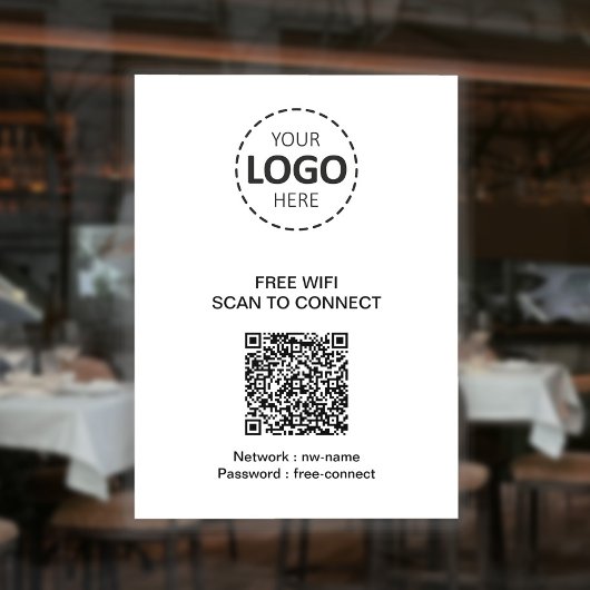  WIFI QR-code en bedrijfslogo raamsticker