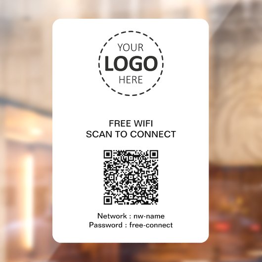  WIFI QR-code en logo raamsticker (Vel 2)