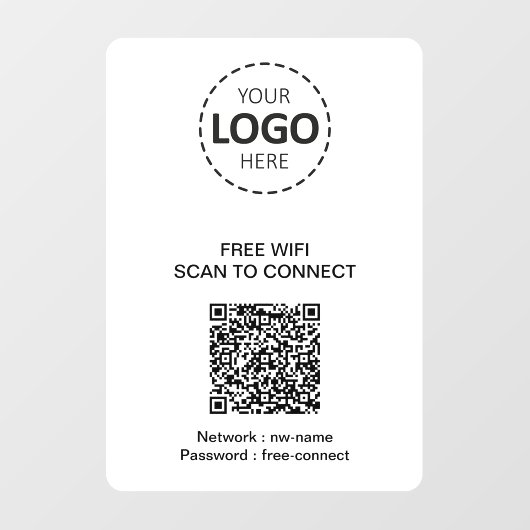  WIFI QR-code en logo raamsticker (Vel)