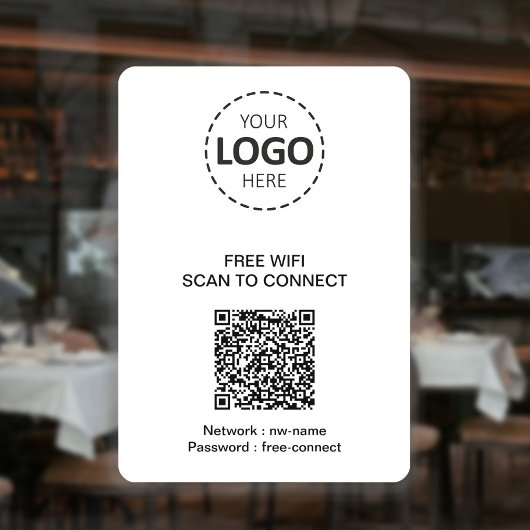 WIFI QR-code en Logo-vensterteken Raamsticker