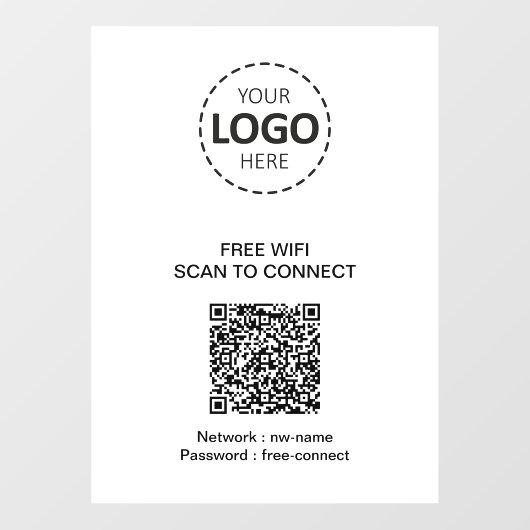  WIFI QR-code en vensterbord met bedrijfslogo Raamsticker (Vel)
