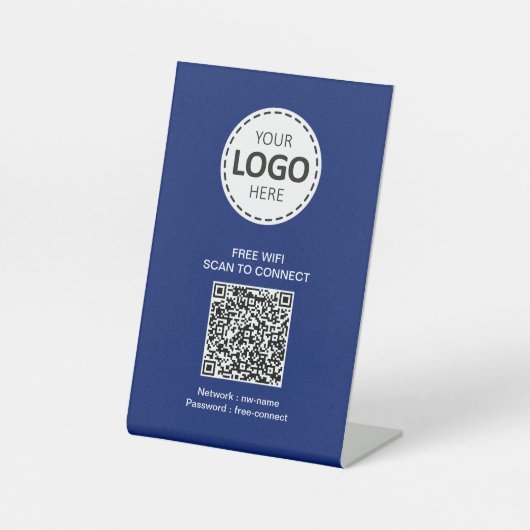 WIFI QR-code en zakelijke Logo Reclamebord Met Voetstuk (Voorkant)