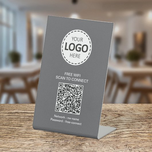 WIFI QR-code en zakelijke Logo Reclamebord Met Voetstuk