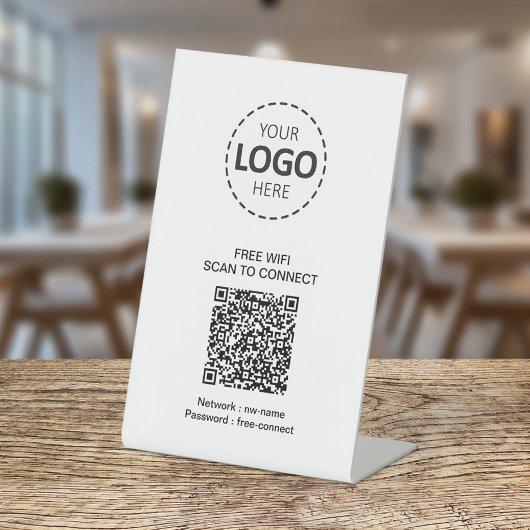 WIFI QR-code en zakelijke Logo Reclamebord Met Voetstuk