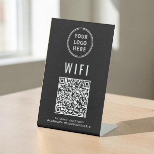 Wifi QR Code Logo Zwart Scan om te Verbinden Reclamebord Met Voetstuk
