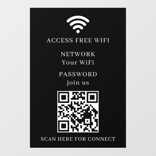 WiFi QR-code netwerk raam sticker decal (Vel)