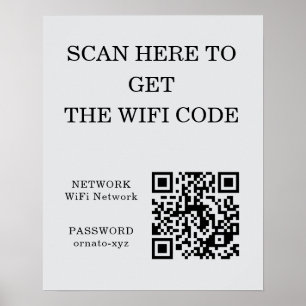 WiFi QR Code Poster Grijs – Scan voor toegang