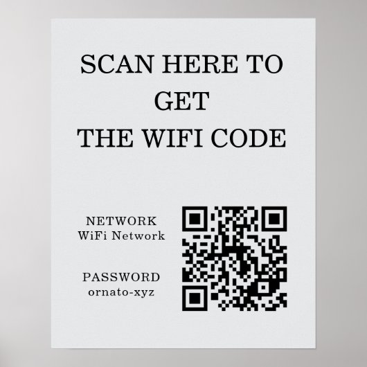 WiFi QR Code Poster Grijs – Scan voor toegang (Voorkant)