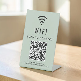 Wifi QR-code Sage Green Scan om te verbinden Reclamebord Met Voetstuk