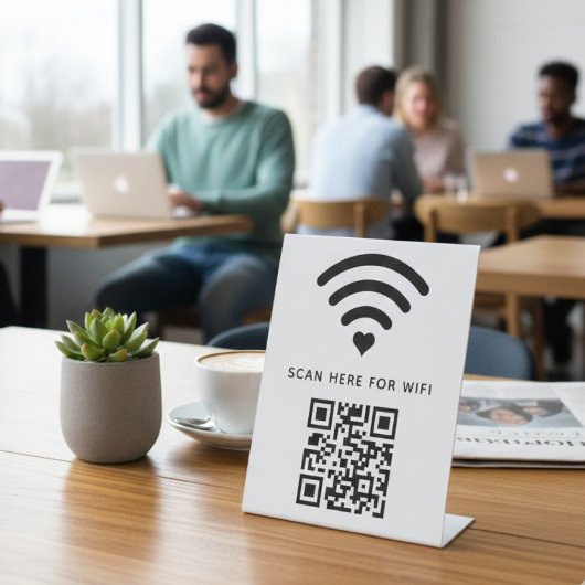 WiFi QR Code Scan om zelfklevende verbinding te ma Reclamebord Met Voetstuk