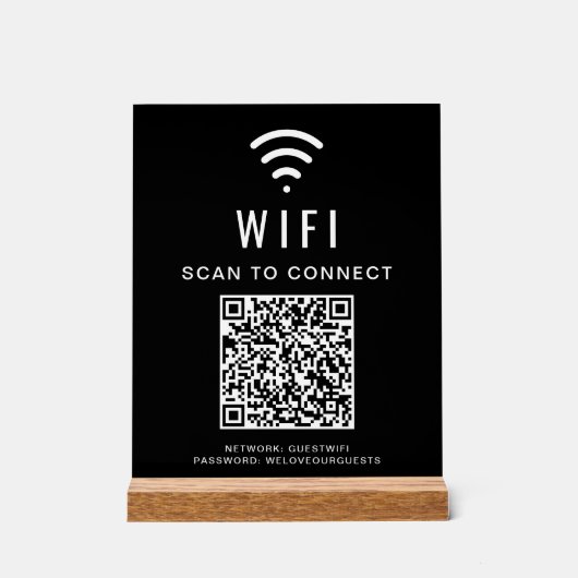 WiFi QR-code scannen naar zwart verbinding Acryl Bord (Voorkant)