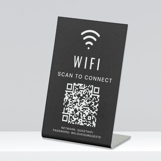 WiFi QR-code scannen naar zwart verbinding Reclamebord Met Voetstuk