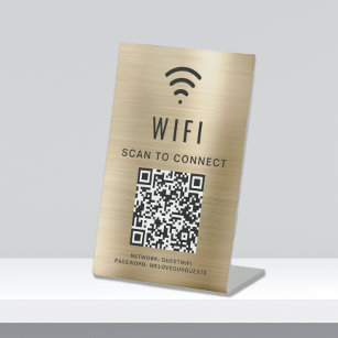 WiFi QR-code scannen om goud aan te sluiten Reclamebord Met Voetstuk
