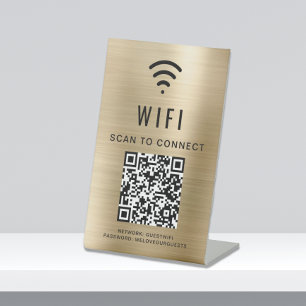 WiFi QR-code scannen om goud aan te sluiten Reclamebord Met Voetstuk