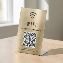 Wifi QR-code scannen om te verbinden Goud Reclamebord Met Voetstuk