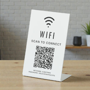 Wifi QR-code scannen om verbinding te maken Reclamebord Met Voetstuk