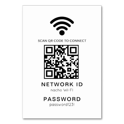 WiFi QR Code Scanner Gast WiFi Wachtwoord Kaart (Voorkant)