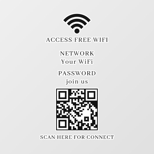 WiFi QR-code Verbindingsnetwerk Ruitstick Vinyl Raamsticker (Vel)
