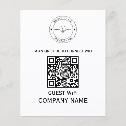 Wifi QR Code Wachtwoord en Netwerknaam Wit Flyer (Achterkant)