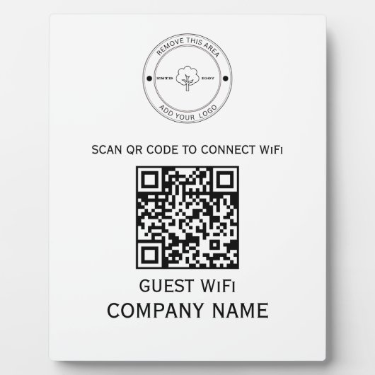 Wifi QR Code Wachtwoord en Netwerknaam Wit Fotoplaat (Voorkant)