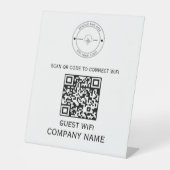 Wifi QR Code Wachtwoord en Netwerknaam Wit Reclamebord Met Voetstuk (Voorkant)