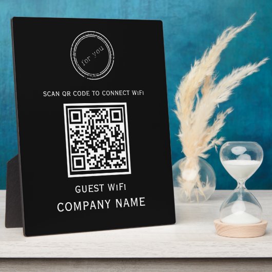 Wifi QR Code Wachtwoord en Netwerknaam Zwart Fotoplaat (Zijkant)