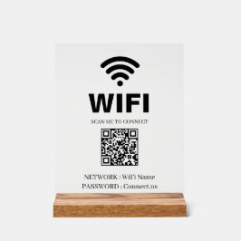 WiFi QR Code White Acrylic Sign Acryl Bord