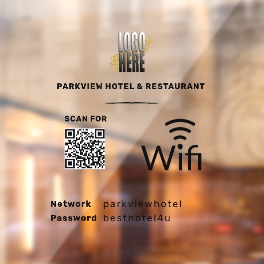 Wifi QR-code Zakelijk Logo Raamsticker (Vel 2)