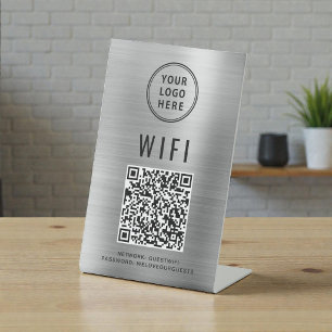 Wifi QR-code Zakelijk Logo Scannen om te Verbinden Reclamebord Met Voetstuk