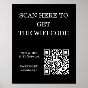 WiFi QR Code Zwart Poster – Scan voor toegang