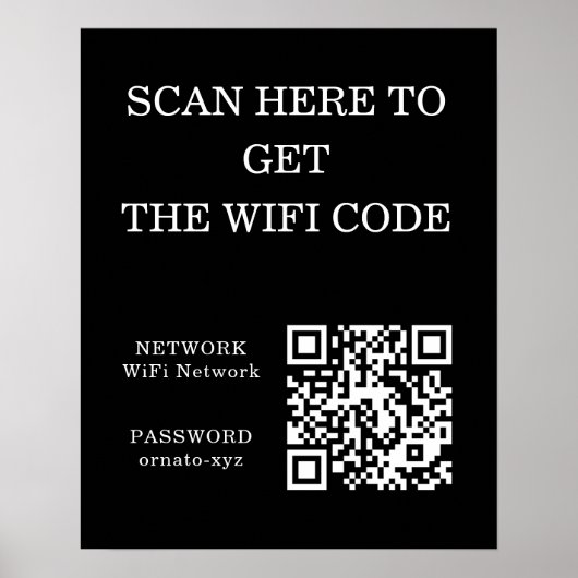 WiFi QR Code Zwart Poster – Scan voor toegang (Voorkant)